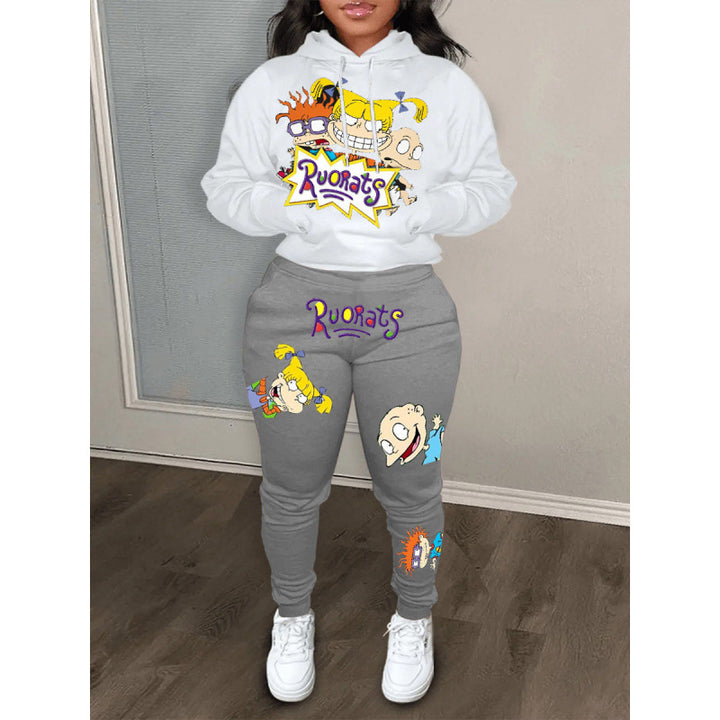 Women's hoodie and jogger set in cartoon style Lisslune