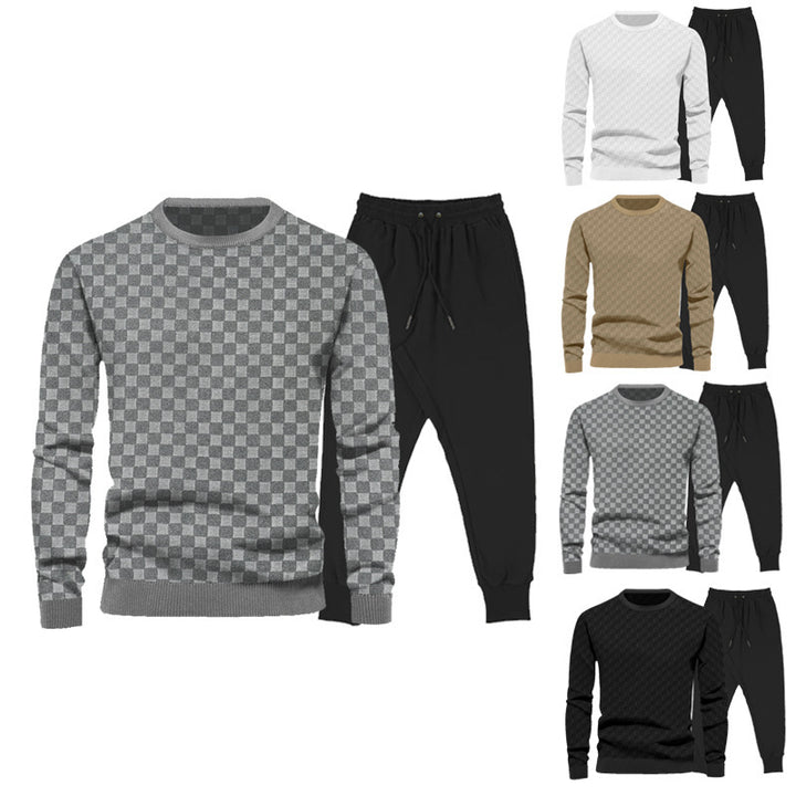 Men's casual sports set with checkered design and elastic waistband Lisslune