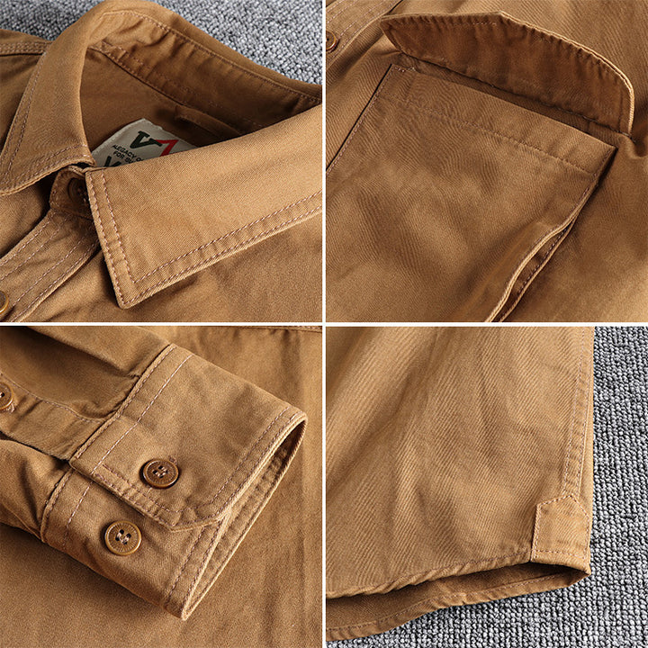 Men's cotton shirt with practical chest pockets and button-down collar Lisslune