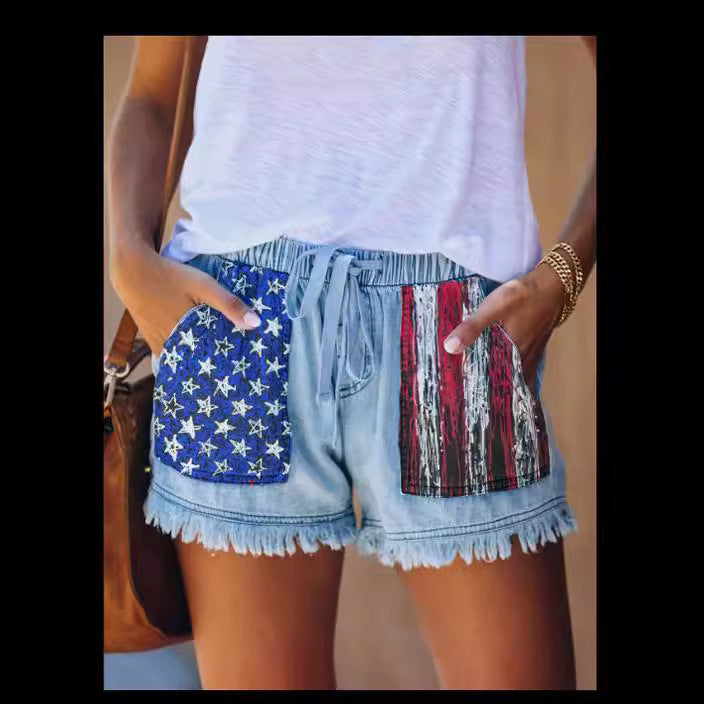 Ladies Denim Shorts with creative pockets Lisslune