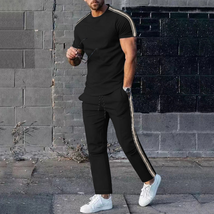 Men's sporty leisure set with high-quality material and fashionable stripes Lisslune