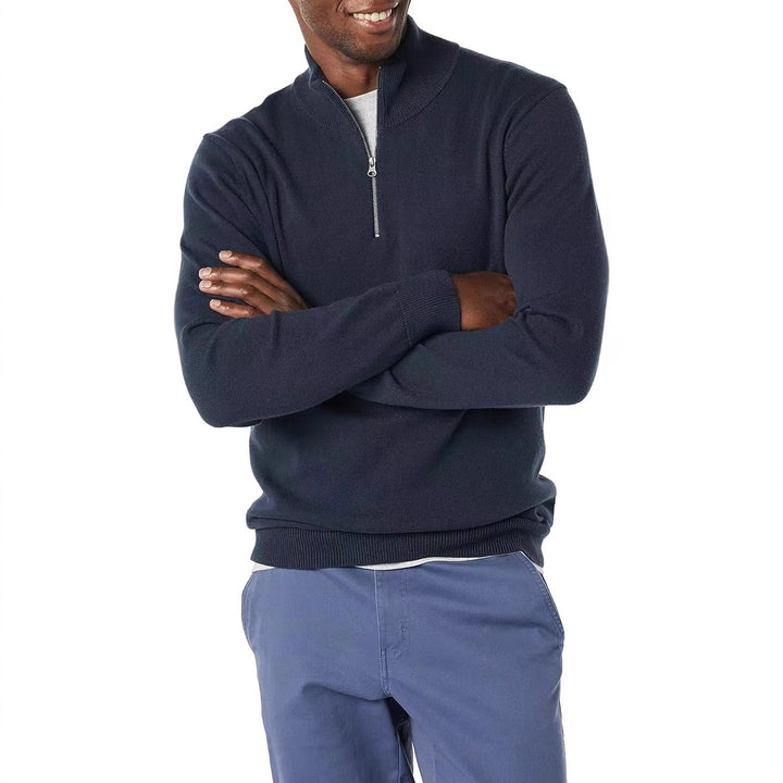 Men's elegant turtleneck sweater with full-length zipper Lisslune