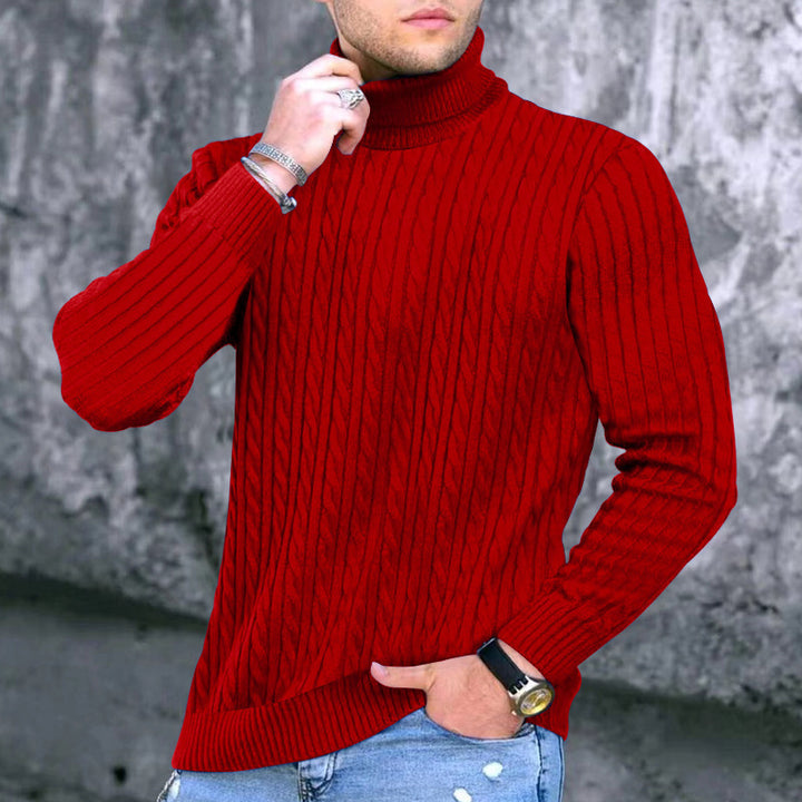 Men's Cable Knit Turtleneck Sweater Lisslune