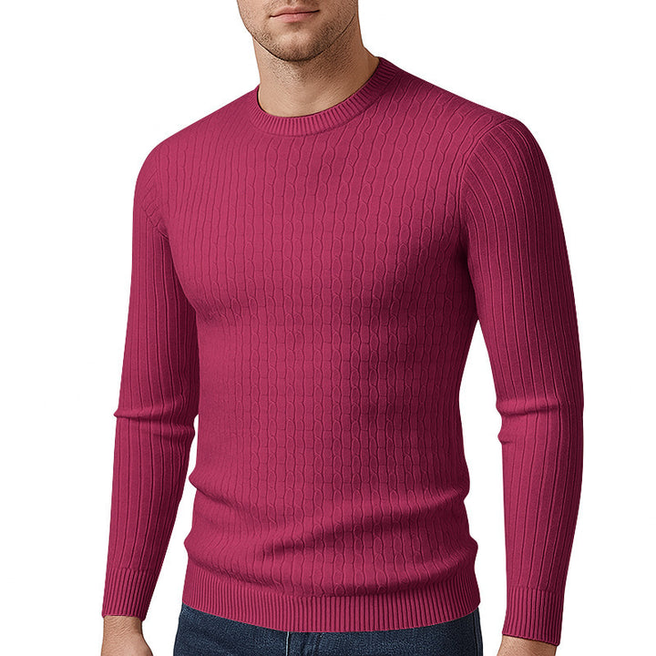 Men's fine knit pullover with textured cable pattern Lisslune