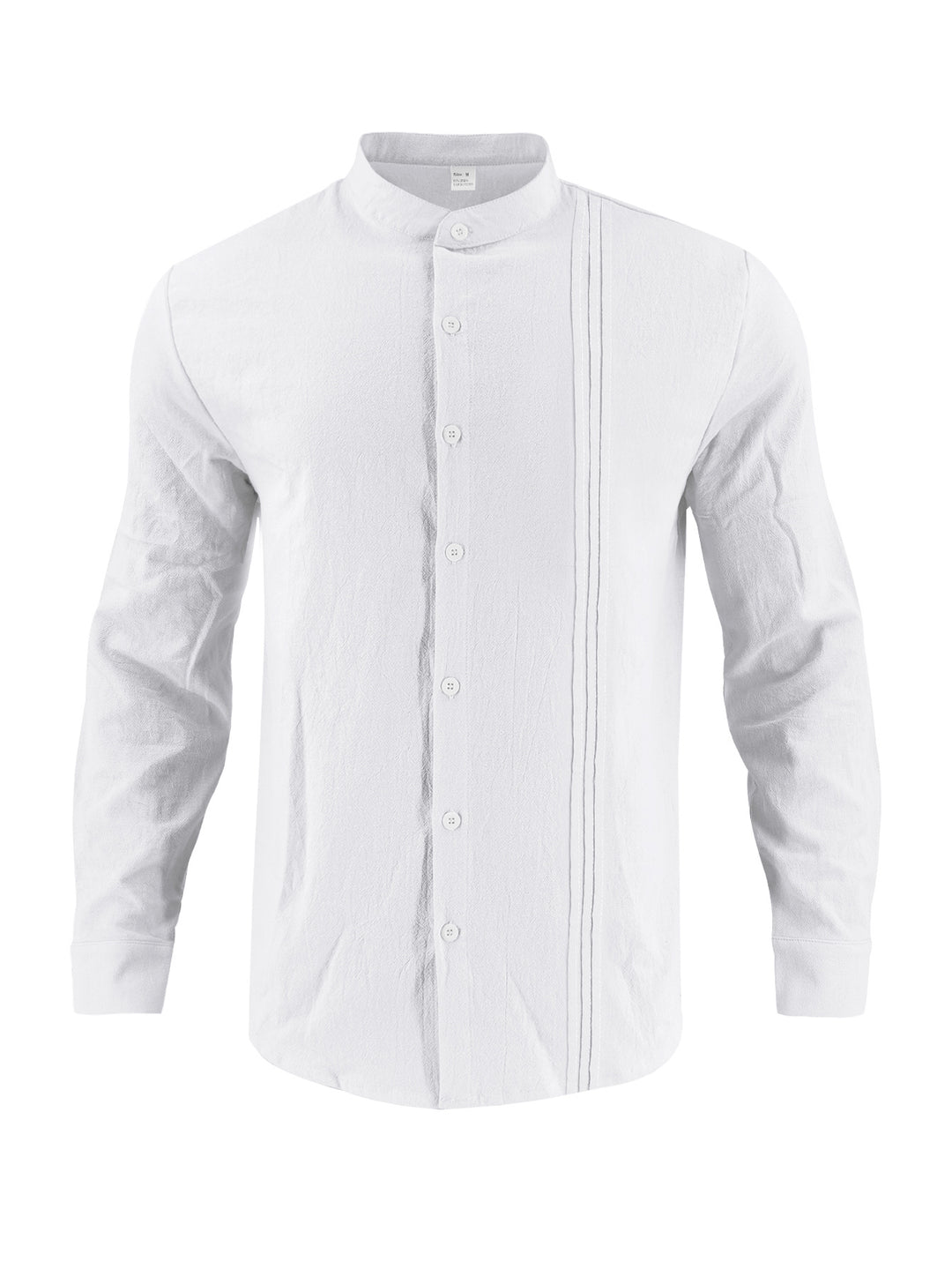 Men's fashionable long-sleeve shirt with textured surface and innovative stand-up collar Lisslune