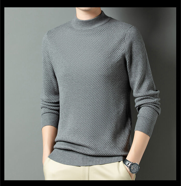 Men's Structured Turtleneck Sweater Made of High-Quality Cotton Lisslune
