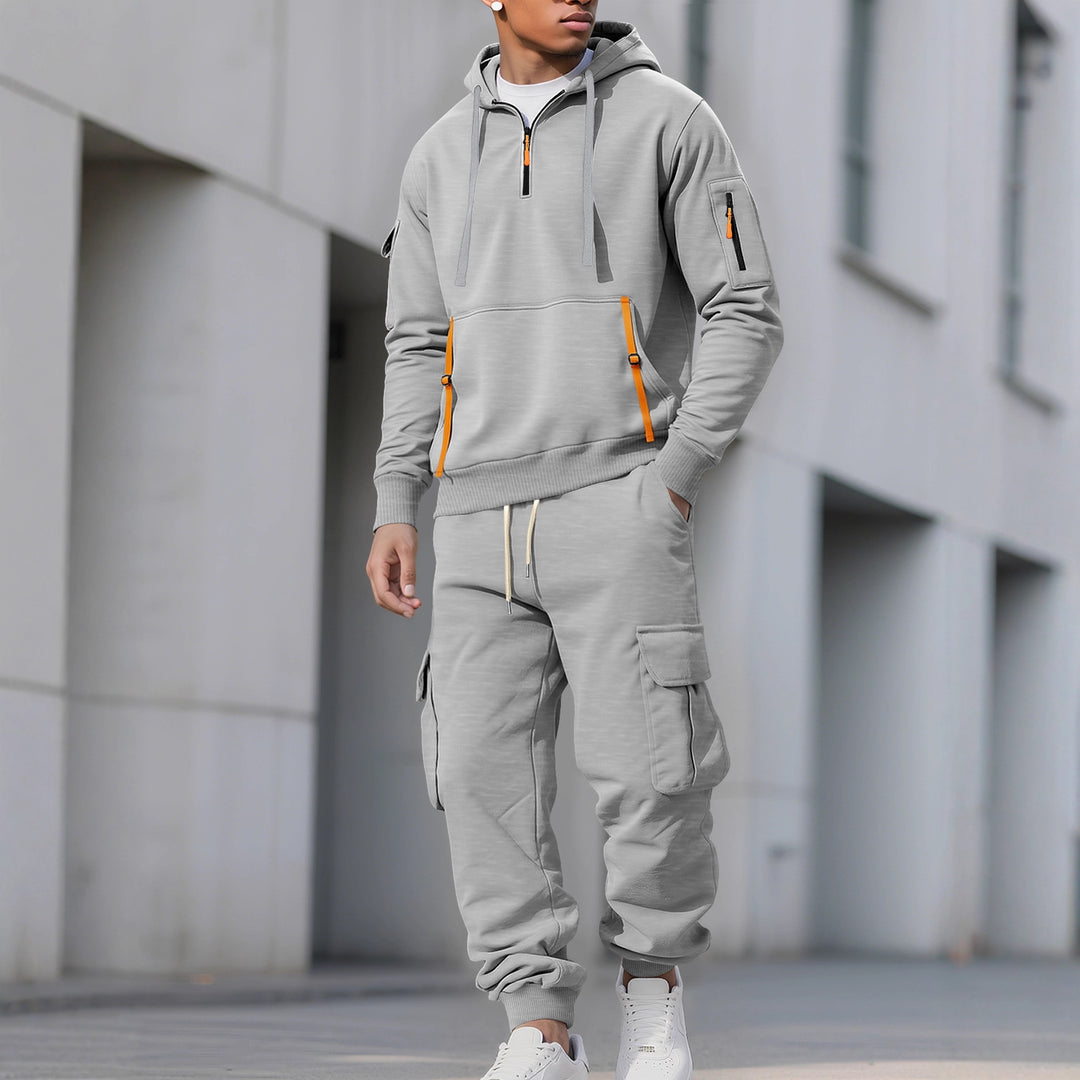 Men's Functional Sports Set with Hood and Practical Pockets Lisslune