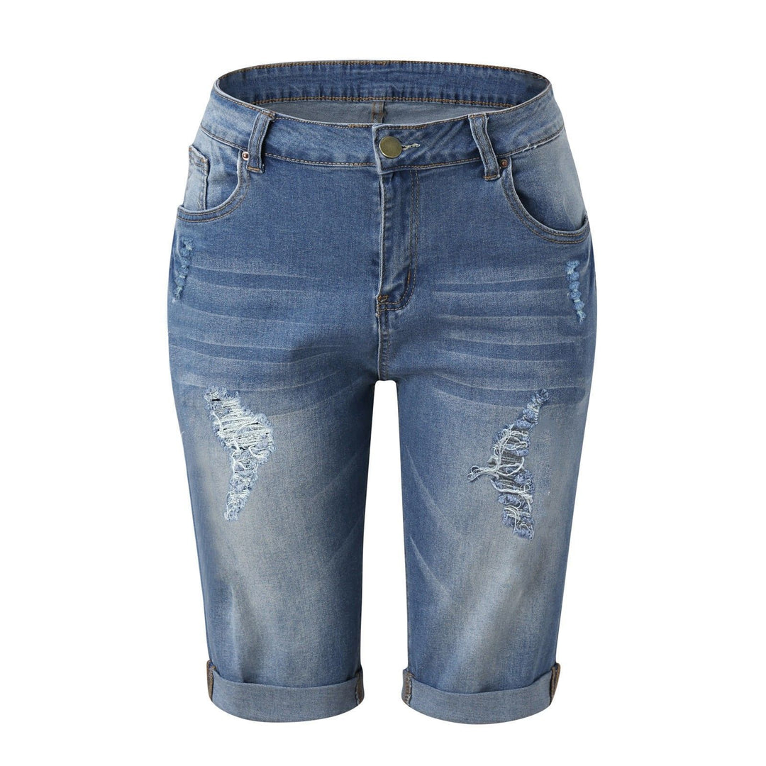 Women's Stylish Destroyed Denim Shorts with High Waist and Torn Details Lisslune