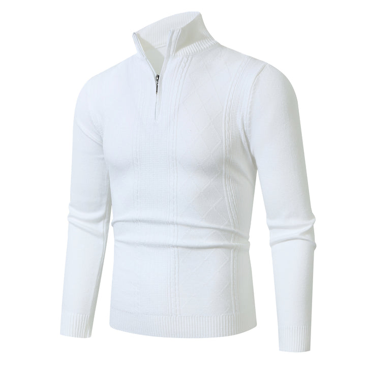Men's elegant knitted sweater with stand-up collar and zipper Lisslune
