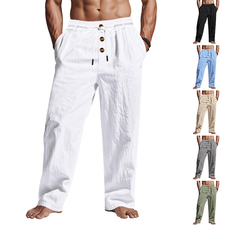 Men's Casual Beach Pants with Elastic Waistband and Practical Side Pockets Lisslune