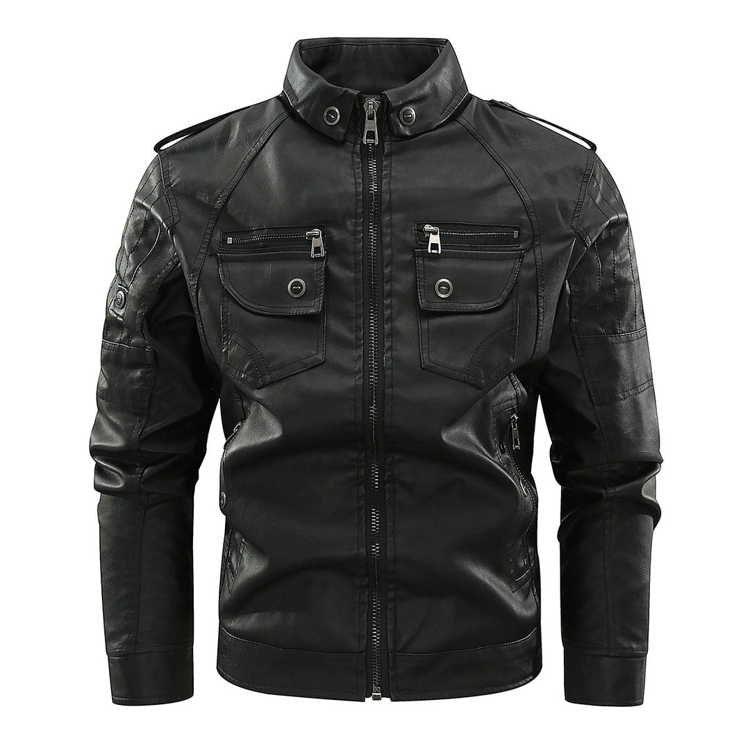 Men's elegant leather jacket with practical pockets and zipper details Lisslune