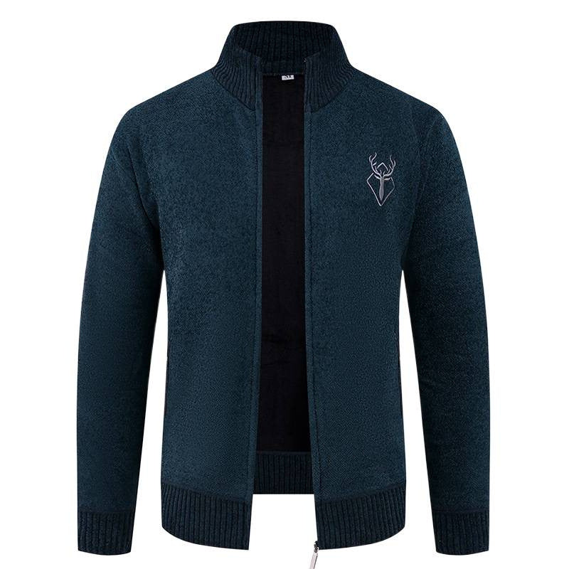 Men's cardigan with high collar and practical zip pockets Lisslune