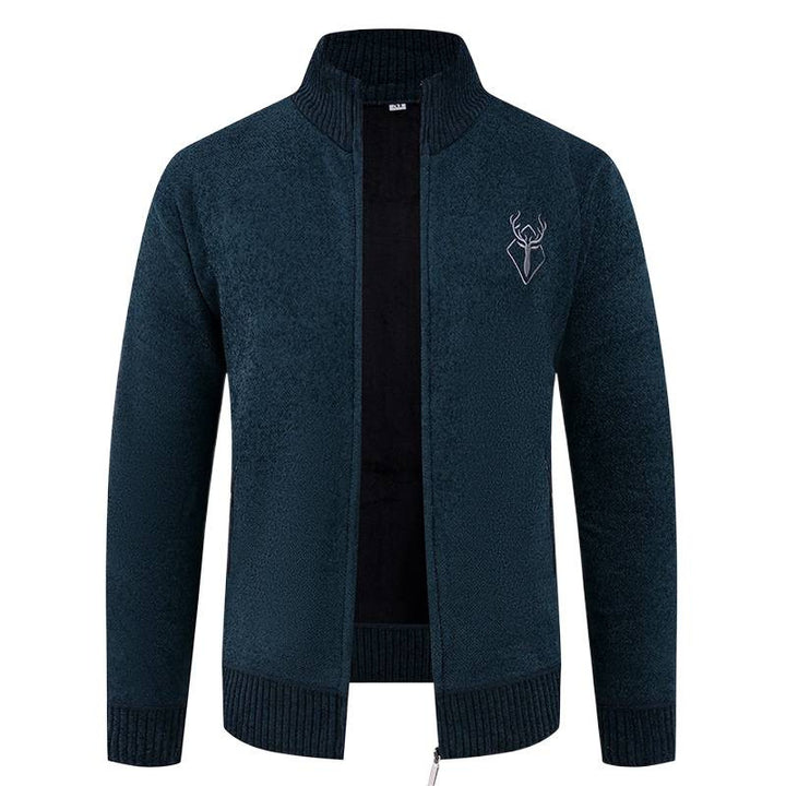 Men's cardigan with high collar and practical zip pockets Lisslune