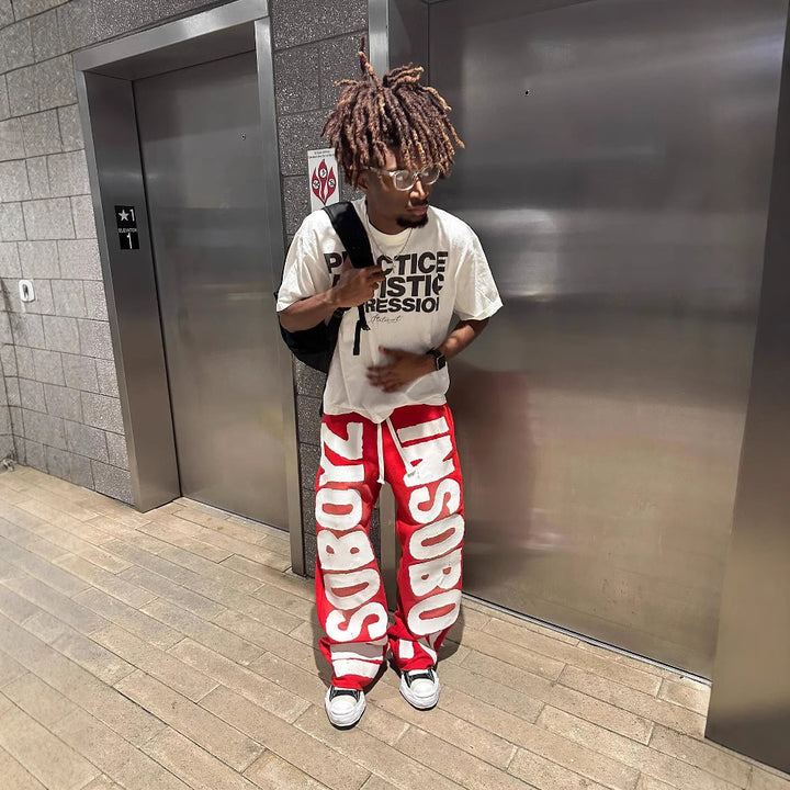 Women's leisure pants with trendy statement print Lisslune