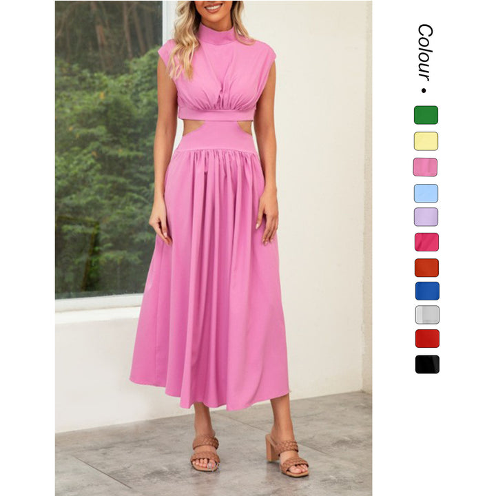 Women's maxi dress with cut-outs and modern stand-up collar Lune London