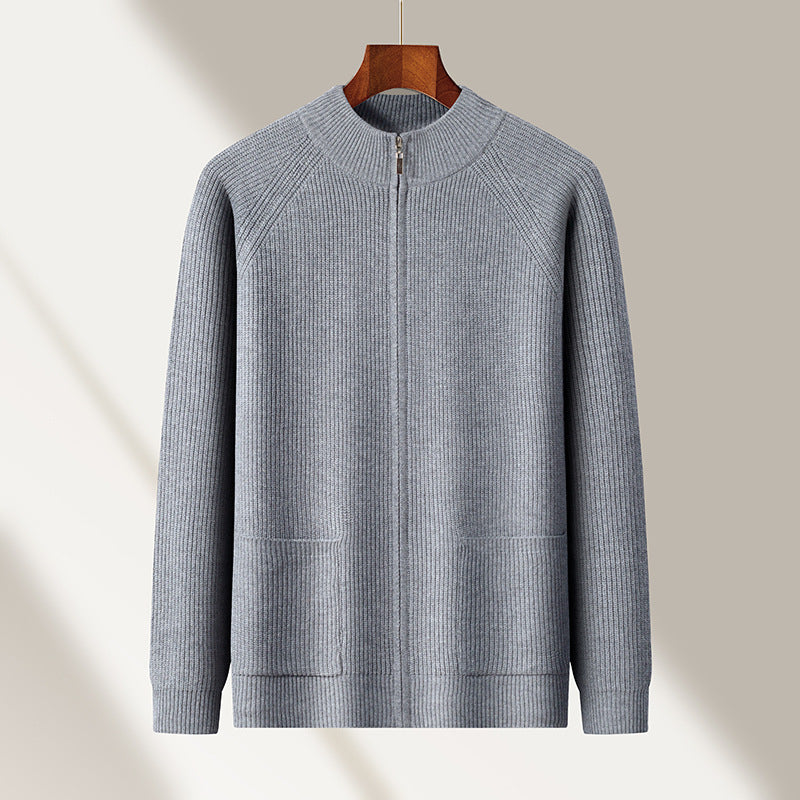 Men's Lightweight Cardigan with Textured Zipper and Practical Pockets Lisslune