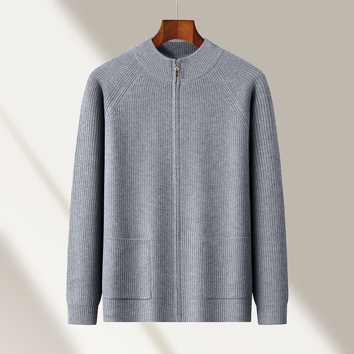 Men's Lightweight Cardigan with Textured Zipper and Practical Pockets Lisslune