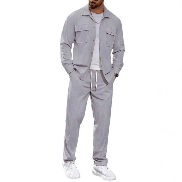 Men's fashionable leisure suit with practical pockets and elastic waistband Lisslune