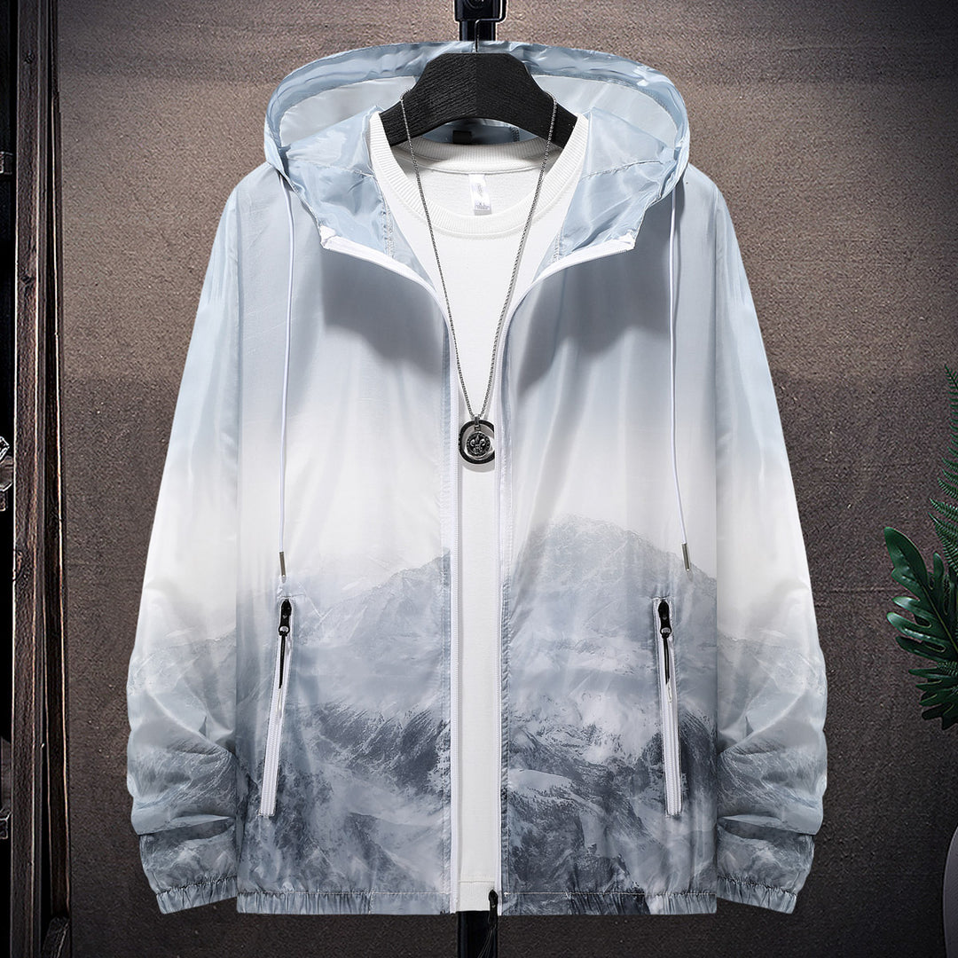Men's wind and water-resistant lightweight jacket with adjustable hood and reflective details Lisslune