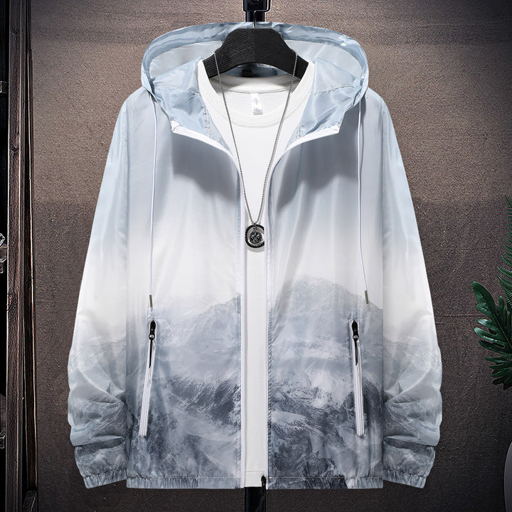Men's wind and water-resistant lightweight jacket with adjustable hood and reflective details Lisslune
