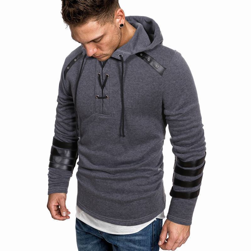 Men's hoodie with synthetic leather details Lisslune