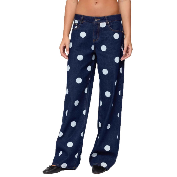 Damen Polka-Dot Denim-Set mit lässiger Schnittführung und angesagten Details Lisslune