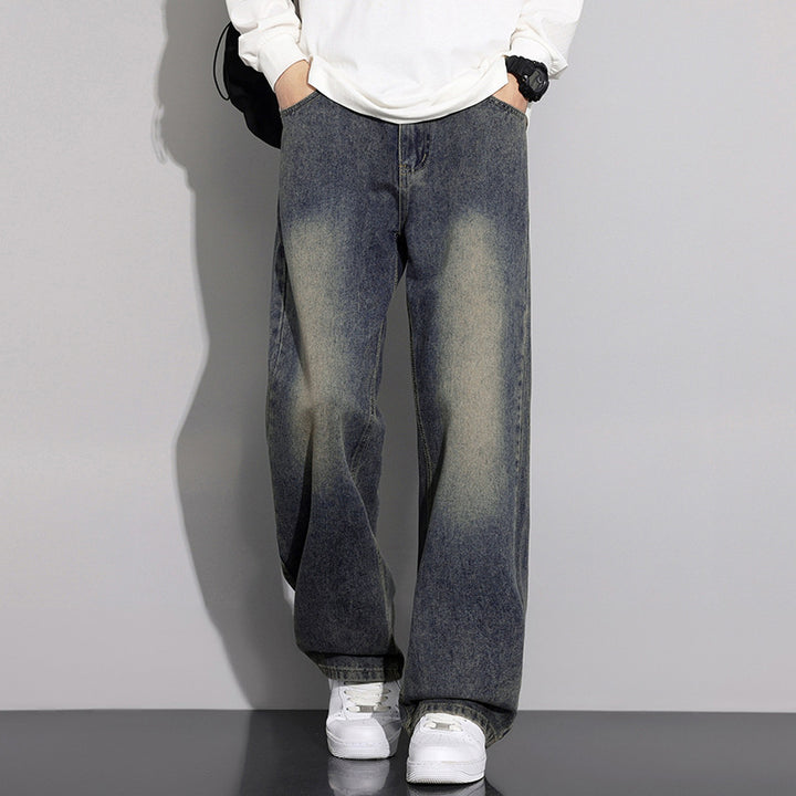 Men's loose denim jeans in modern used look Lisslune