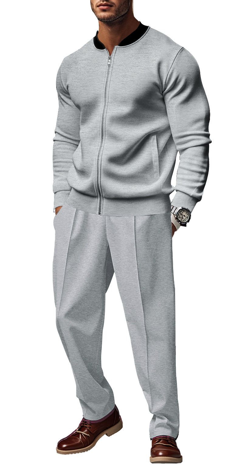 Men's sporty tracksuit with practical pockets and short zipper Lisslune