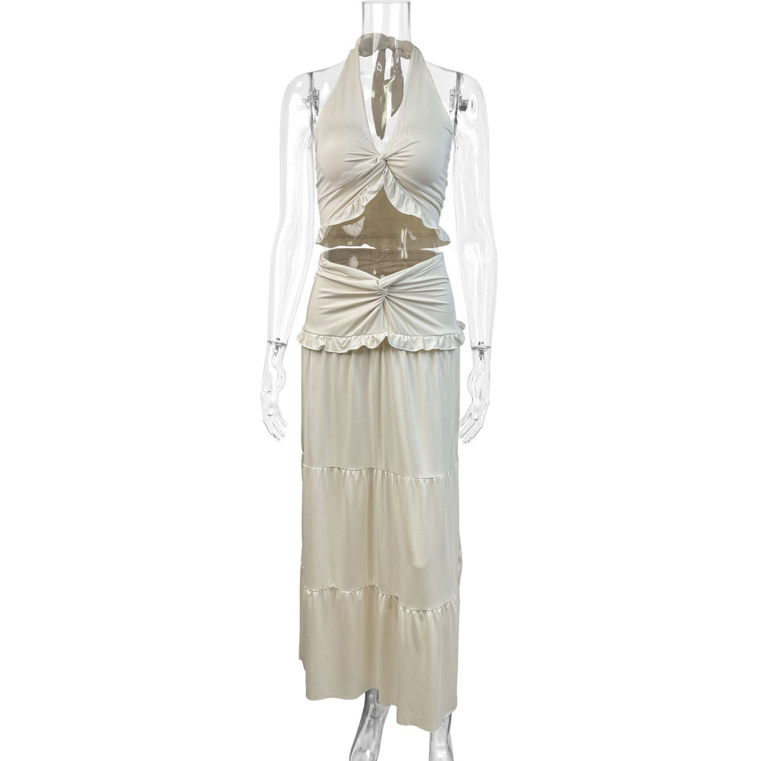 Damen Maxi-Rock mit croptop Design und Rüschendetails Lisslune