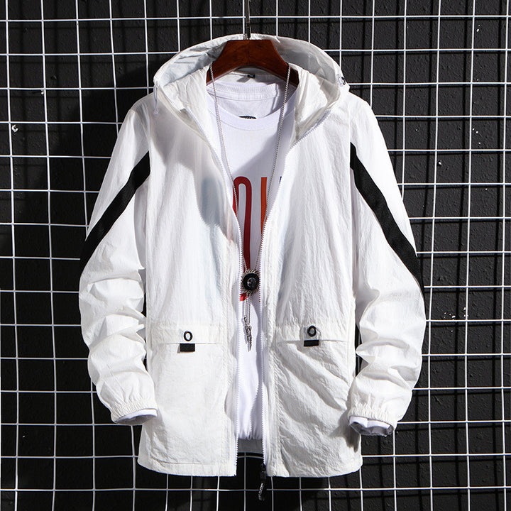 Men's Lightweight Windbreaker Jacket with Practical Pockets and Adjustable Hood Lisslune