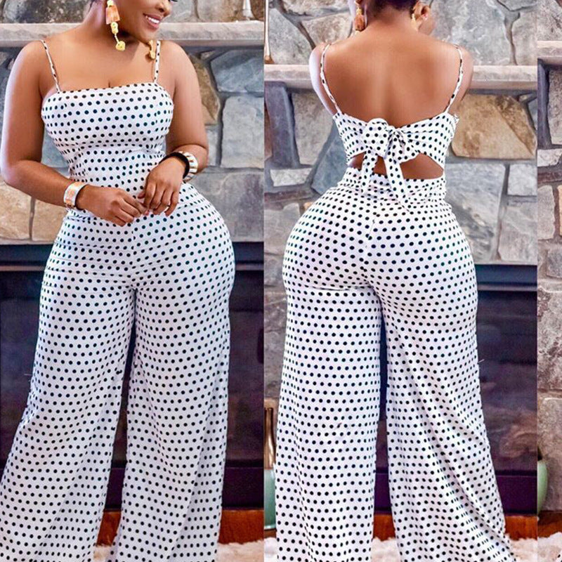 Women's casual jumpsuit with sophisticated back cut and wide leg Lisslune