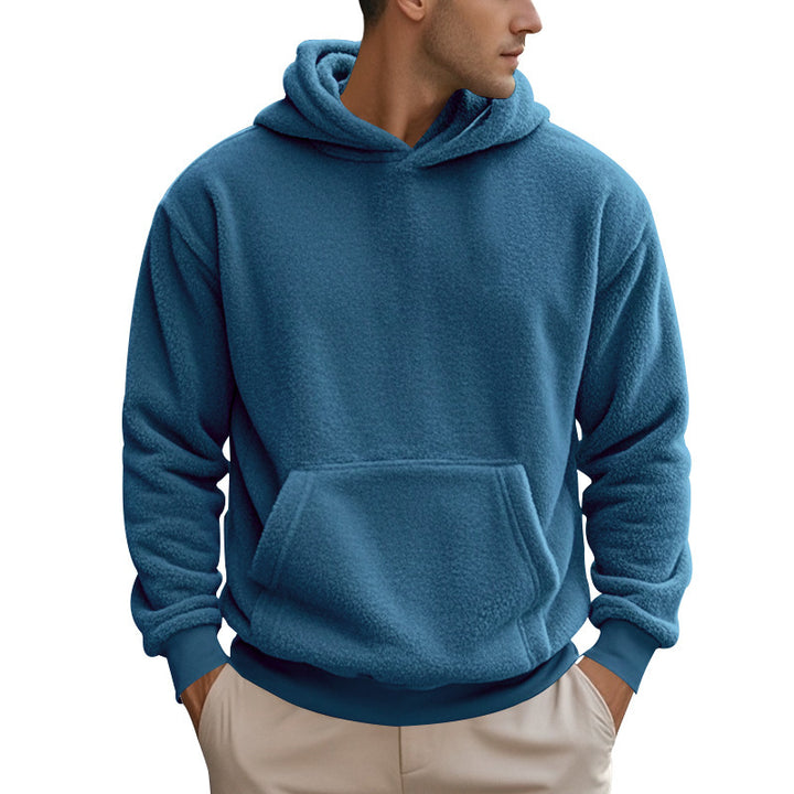 Men's cozy fleece hoodie with practical pockets and elastic cuffs Lisslune
