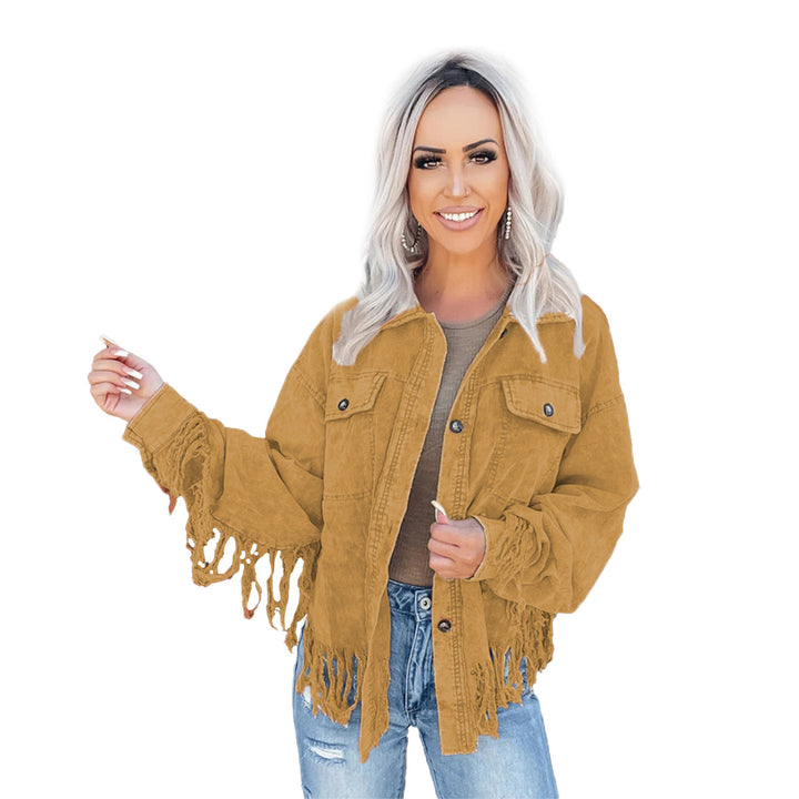 Women's fringe jacket made of denim in a casual oversized fit