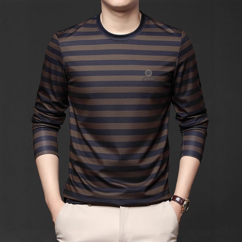 Men's Long Sleeve Shirt with Modern Stripe Pattern Lisslune