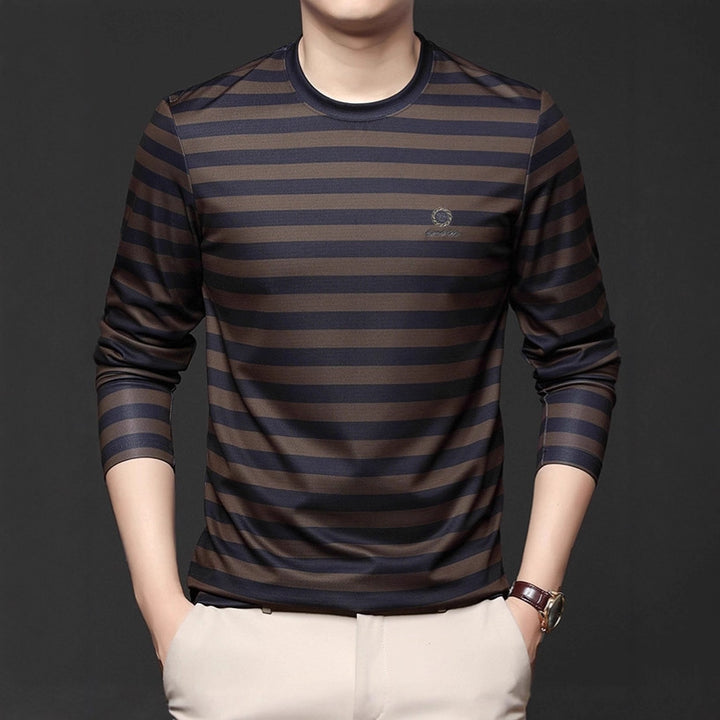 Men's Long Sleeve Shirt with Modern Stripe Pattern Lisslune