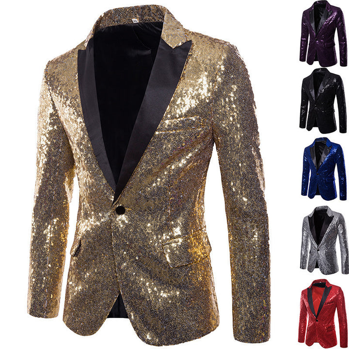 Men's functional blazer with sequins and classic lapel Lisslune