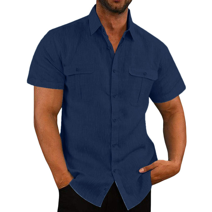 Men's Short Sleeve Shirt with Practical Chest Pockets and Casual Cut Lisslune