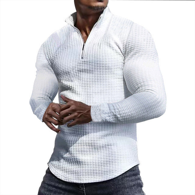 Men's functional shirt with high collar and textured design Lisslune