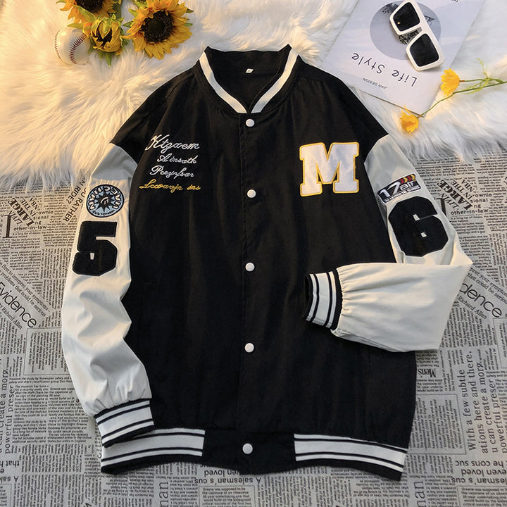 Men's college jacket with embroidered logo and contrasting sleeves Lisslune