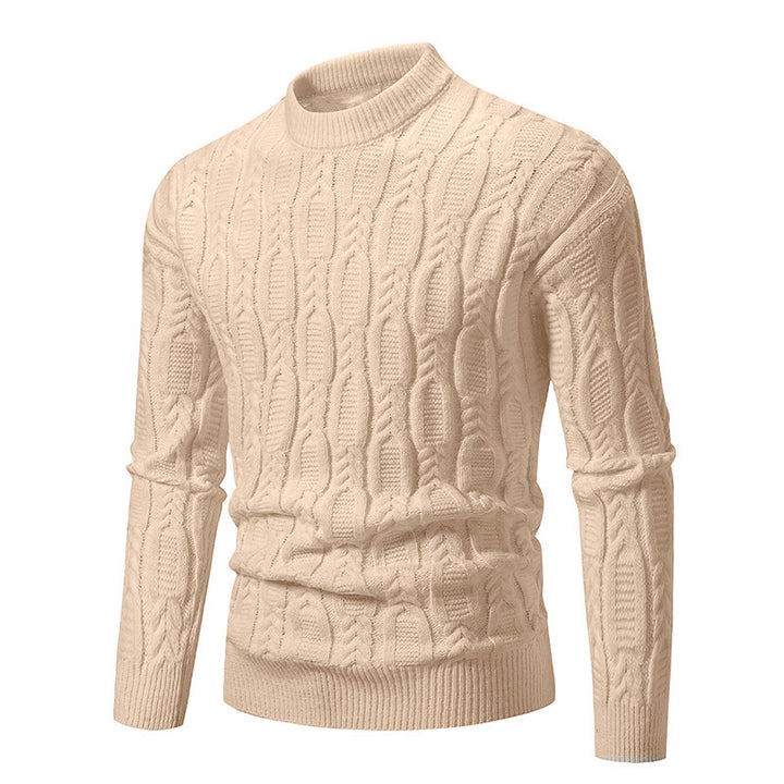 Men's fashionable turtleneck sweater with textured cable pattern Lisslune