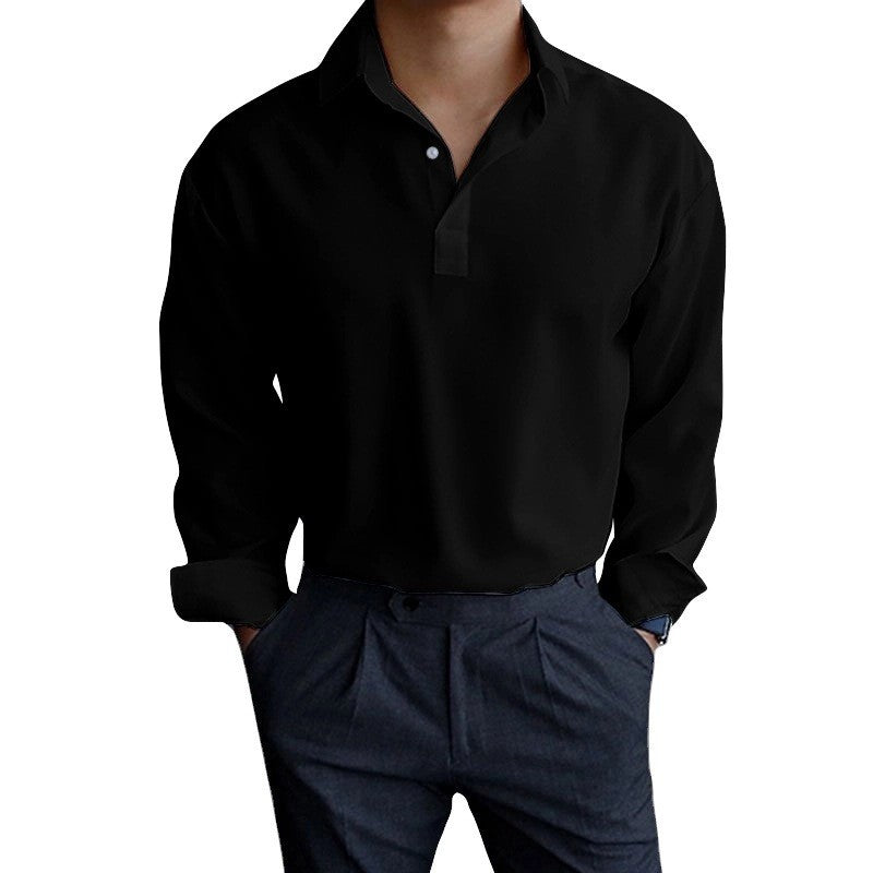 Men's long-sleeve shirt with modern polo collar and elegant fit Lisslune