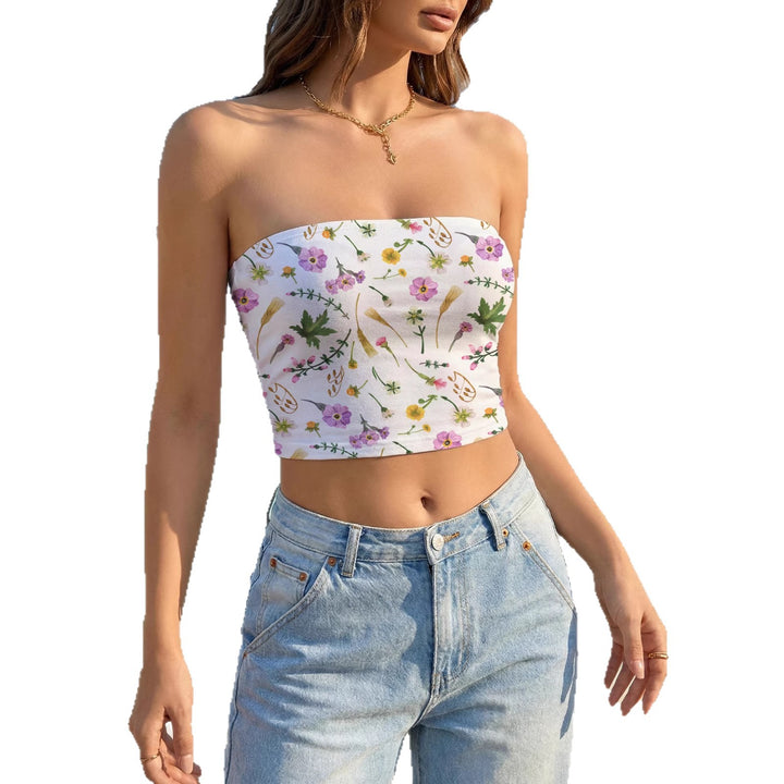 Women’s bandeau top with floral design and elastic fabric Lisslune