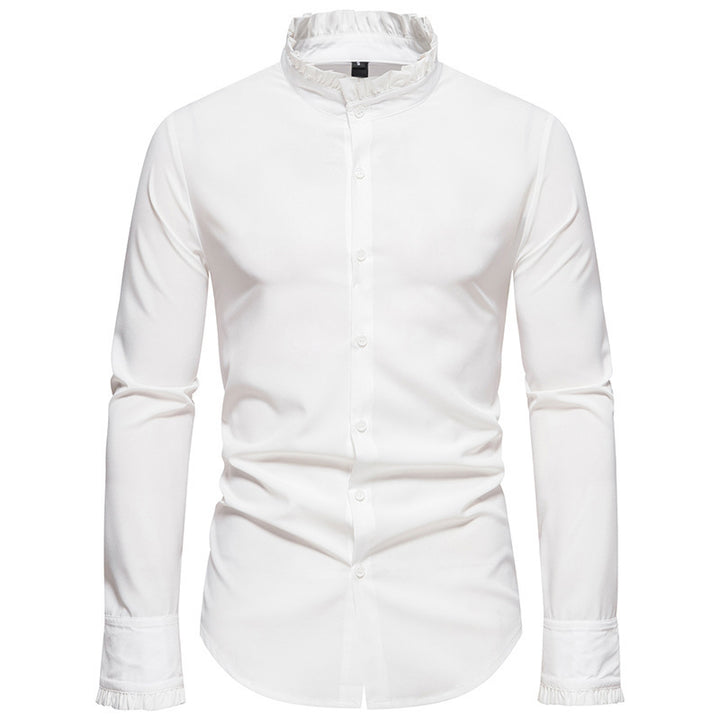 Men's Elegant Long Sleeve Shirt with Ruffle Details Lisslune
