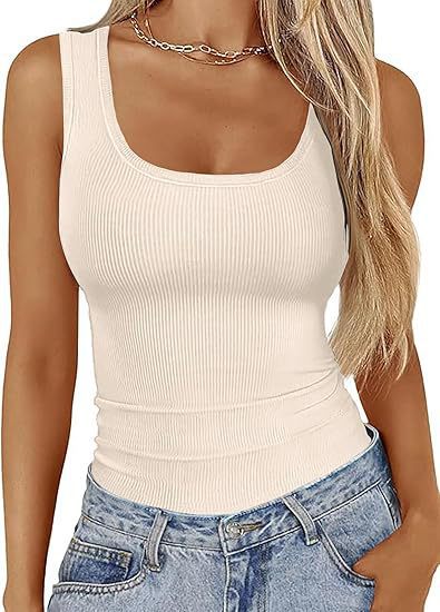 Damen figurbetontes Ripptop mit breiten Trägern und angenehmem Abschluss Lisslune
