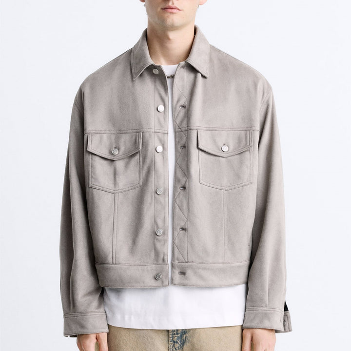 Men's casual suede jacket with practical chest pockets and modern cut Lisslune