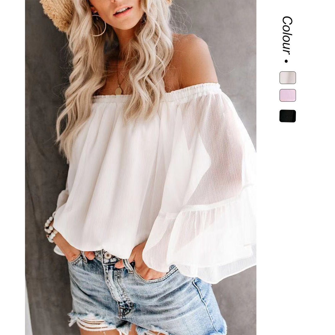 Women's blouse with wide sleeve and off-shoulder design Lune London