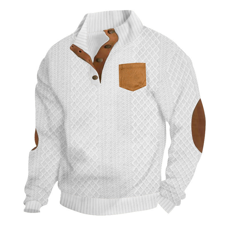 Men's chunky knit pullover with modern leather details Lisslune