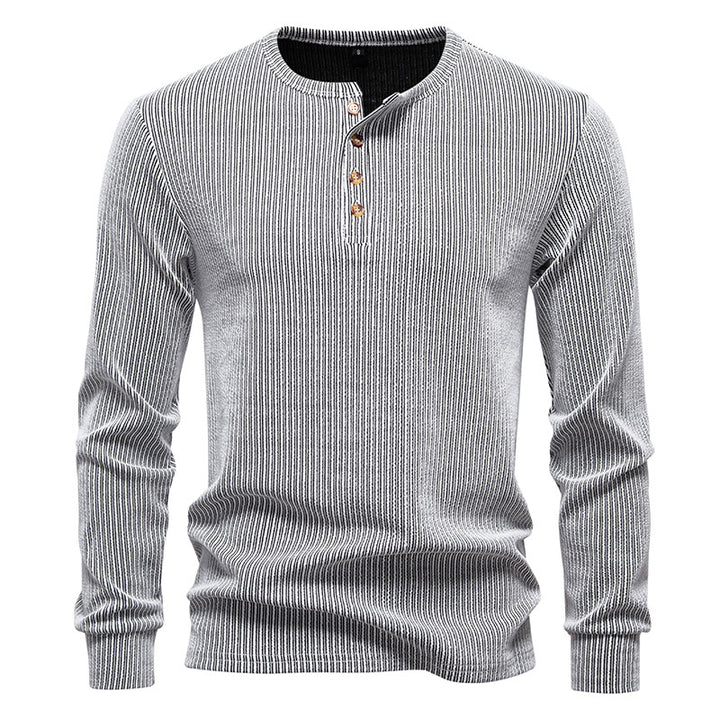 Men's long sleeve shirt with textured ribbed pattern and stylish button placket Lisslune