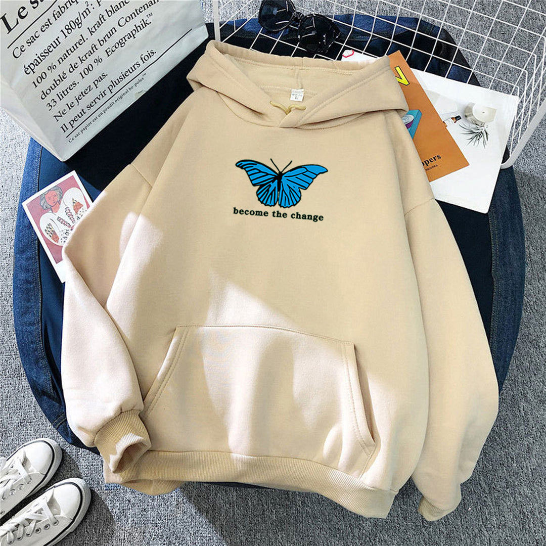 Women's hoodie with modern butterfly motif and inspiring inscription Lisslune