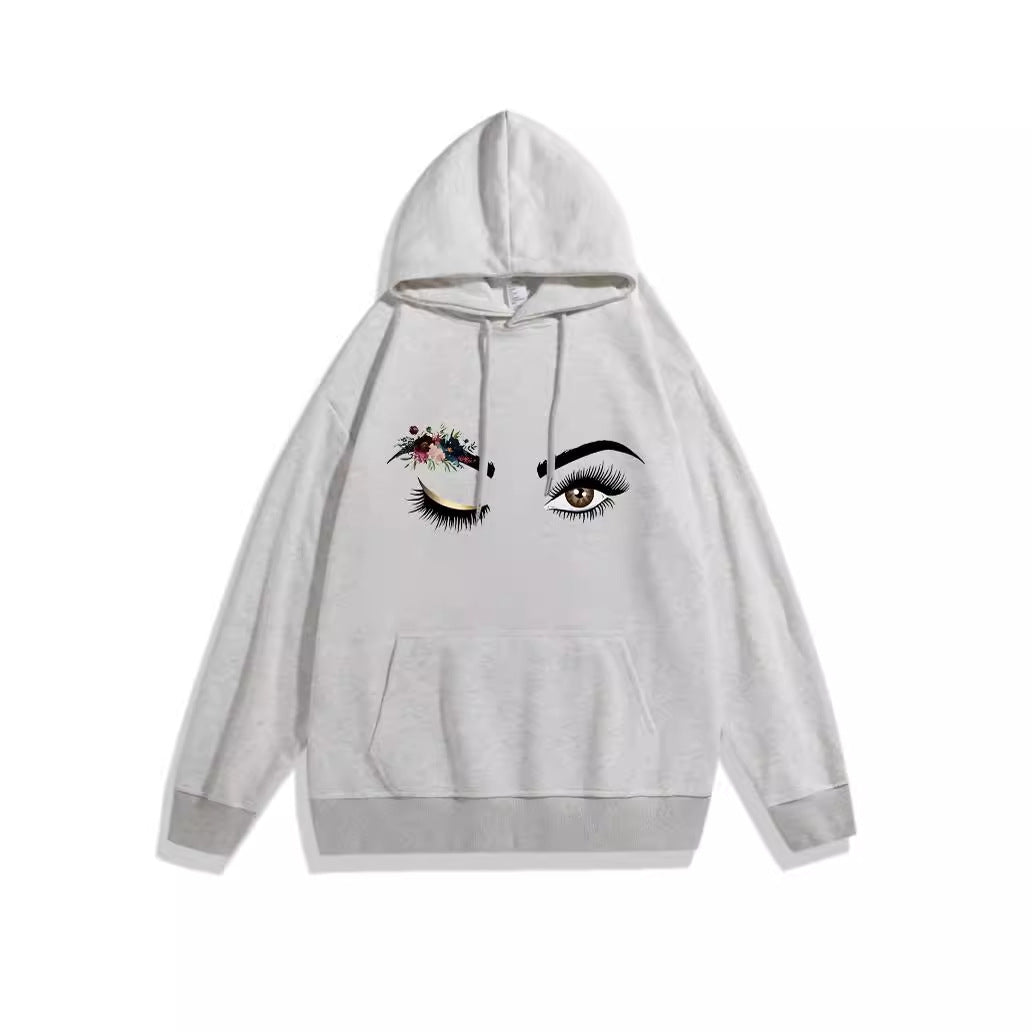 Ladies Hoodie with Creative Eye Motif Lisslune